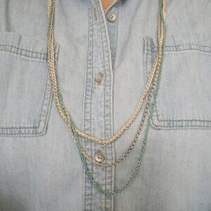Club Monaco Triple Chain Necklace with Turquoise Accents